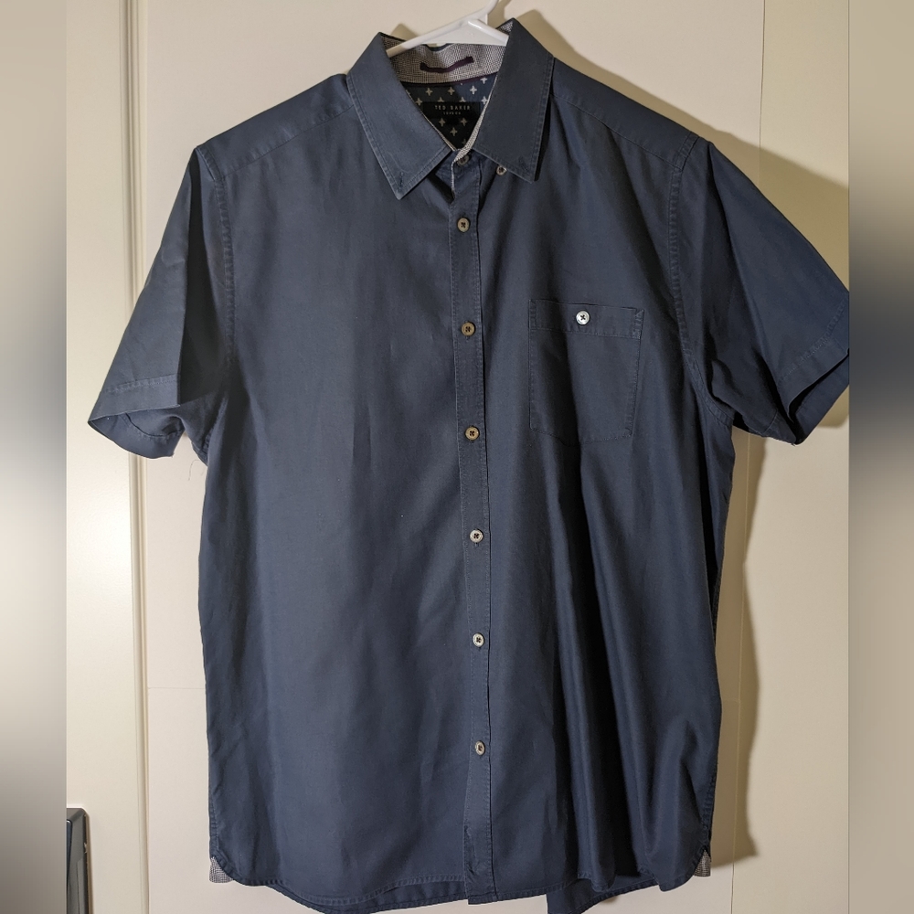 Ted Baker London Navy Short Sleeve Button Shirt